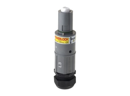 Image principale du produit Fiche Powerlock 400A drain Phase 3 Gris PG29 120°