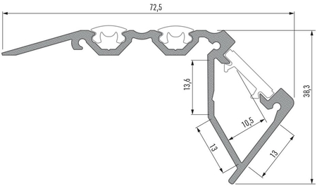 Image secondaire du produit Profilé pour nez de marche d'escalier type scala gris anodisé pour ruban led 2m