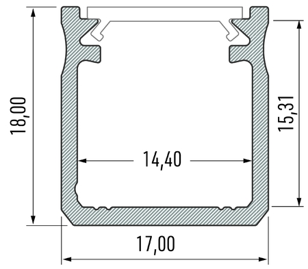 Image secondaire du produit Profilé alu laqué noir TypeY 17X18mm pour ruban de led de 2m