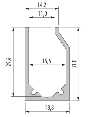 Image nº4 du produit Profilé aluminium ruban led Type l10 pour plaques verre ou plexiglass 10mm barre de 2m