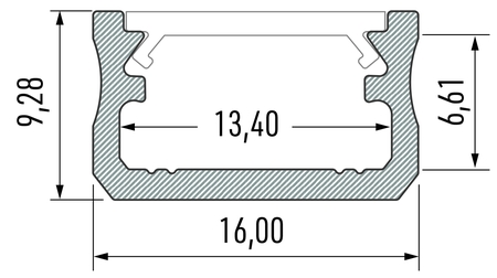 Image secondaire du produit Profilé de surface typeA 16X9mm pour ruban 13mm de largeur max laqué blanc 2m