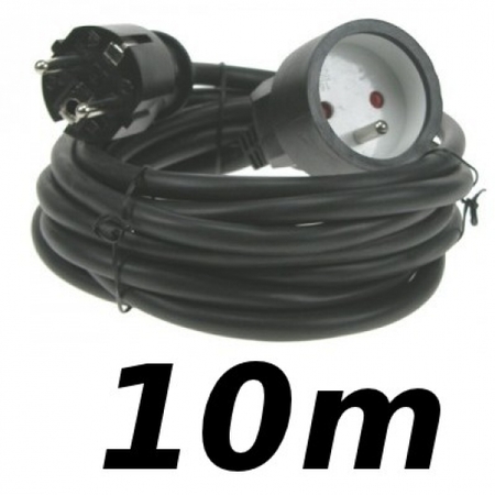 Image principale du produit Rallonge 10m cordon prolongateur H5VV 3 X 1.5mm² noir éco