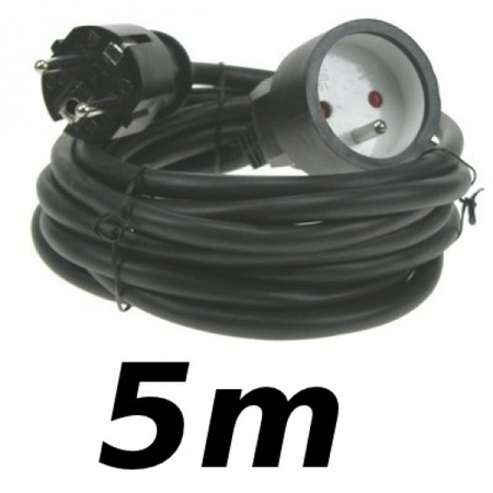 Image principale du produit Rallonge 5m cordon prolongateur H5VV 3 X 1.5mm² noir éco