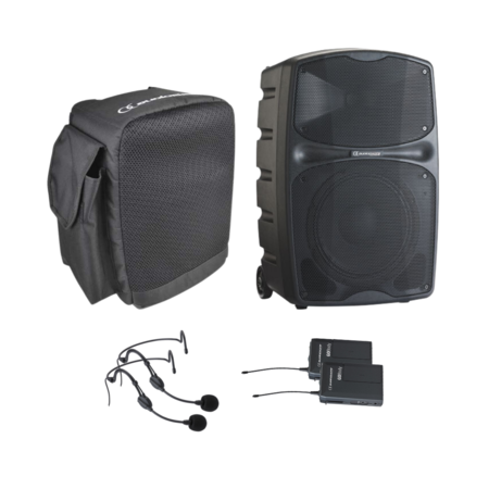 Image principale du produit Pack Racer 120 F5 Audiophony Enceinte autonome Bluetooth 10 pouces 120W RMS  + 1 Housse + 2 Micros Serre tête + 2 Pocket