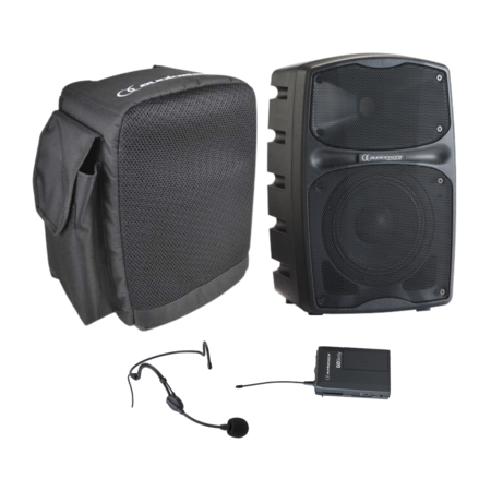 Image principale du produit Pack Racer 80 F8 Audiophony Enceinte autonome Bluetooth 5.0 TWS 80W + 1 Housse + 1 Micro Serre tête + 1 Pocket
