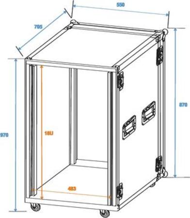 Image secondaire du produit Flight case Rack 18U profondeur 57cm épaisseur 9mm sur roulettes