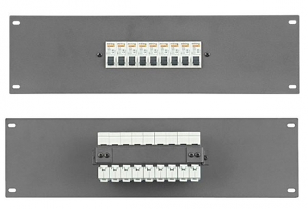 Image principale du produit Plaque de rack 3U 19' avec 9 disjoncteurs 16A