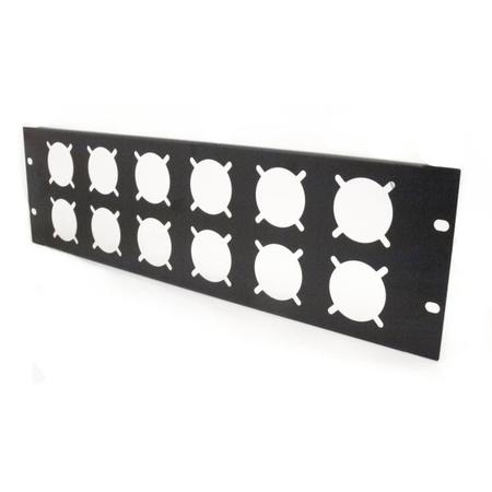 Image principale du produit face avant de rack 3U avec perçage pour 12 embases secteur 230V