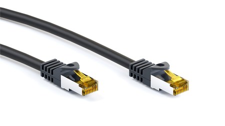 Image principale du produit Câble Rj45 Cat6A avec câble CAT7 S/FTP noir 1.5m