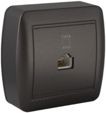 Image principale du produit Embase RJ45 cat-6 à monter en saillie graphite