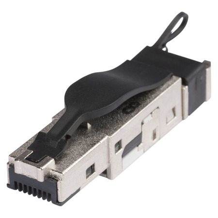 Image principale du produit Connecteur RJ45 CAT.6a Mâle IDC Métal Droite Contacts Dorés 8 Pôles Gris