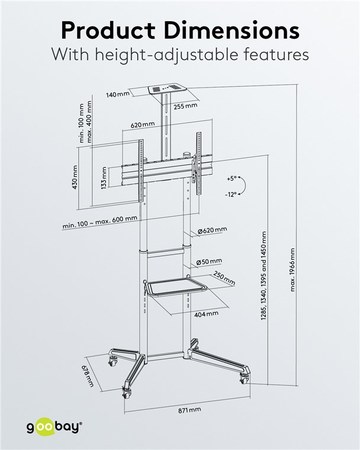 Image nº9 du produit Chariot sur roulettes pour écran de 37 à 70 pouces 50Kg max