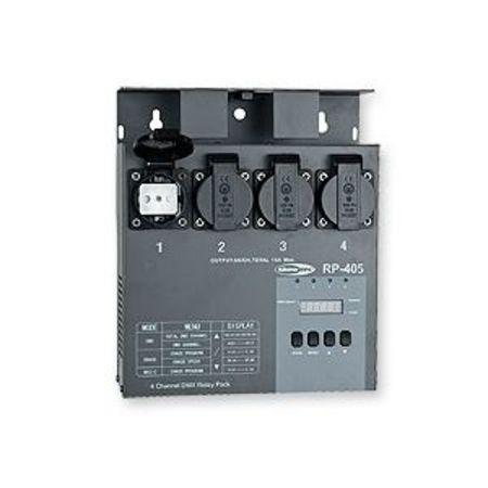 Image principale du produit Bloc de puissance 4 canaux DMX SHOWTEC RP405 Switch -Tout ou rien- à relais
