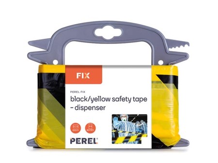 Image principale du produit ruban de sécurité rubalise pour signalisation Noir jaune avec distributeur longueur 100m