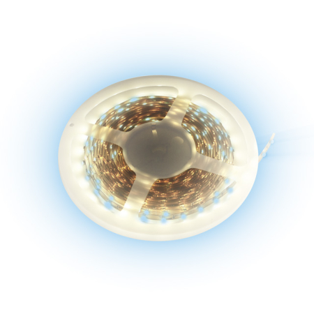 Image principale du produit Ruban LED 12V Bleu 60 LEDs 3528 rouleau de 5 m fond blanc