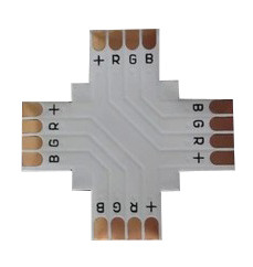 Image principale du produit Connecteur 4 voies ruban led RVB 5050 à 4 contacts 10mm