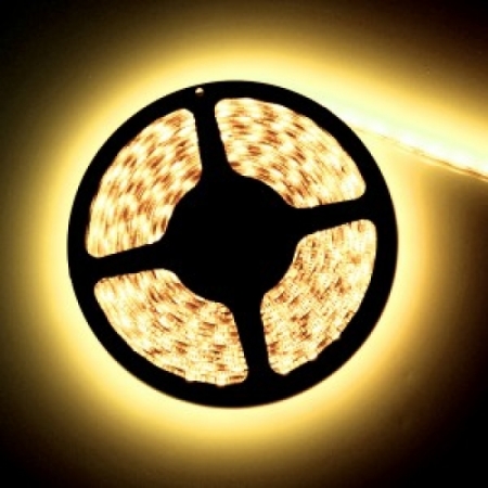 Image principale du produit Ruban LED 12V Blanc Chaud 30LEDS/M 5050 450 lumens par metre IP65 Rouleau de 5m