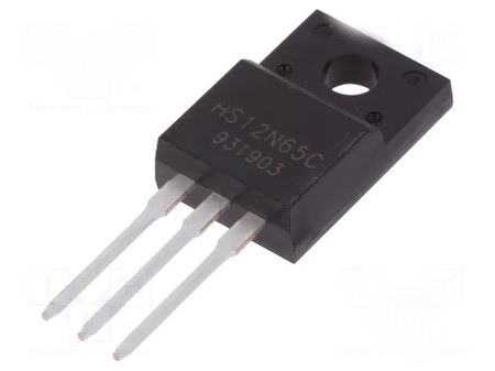 Image principale du produit Transistor Mosfet-N 12N65 650V 12A 0,54Ohms 33W TO-220F