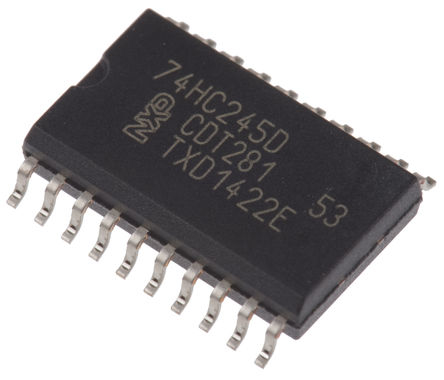 Image principale du produit Transceiver de bus 74HC245D, 8 bits Sans inversion SOIC 20 broches