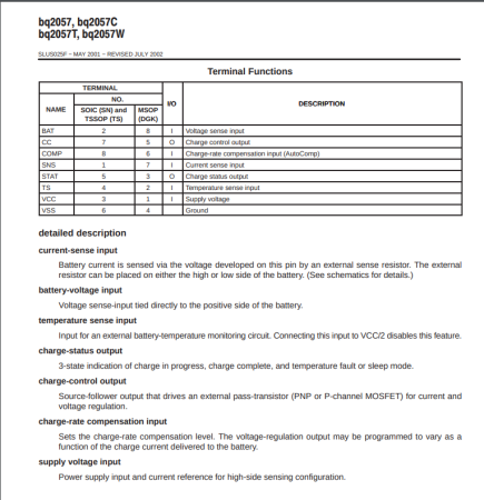 Image nº3 du produit Gestion de charge batterie Lithium-ion et Lithium BQ2057WSN SOIC-8