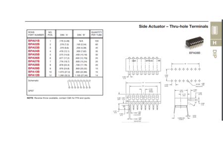 Image secondaire du produit Commutateur Interrupteur Dilswitch dipswitch 10 voies coudé BPA10B