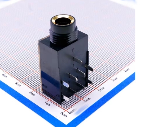 Image nº3 du produit Embase jack 6.35mm stéréo PJ-604A avec contacts (9pins) - boîtier à souder sur carte et montage panneau