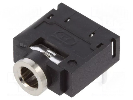 Image principale du produit Embase mini jack femelle 3.5mm stéréo 5 pattes à souder sur circuit - angle 90°