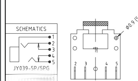 Image nº3 du produit Embase mini jack femelle 3.5mm stéréo 5 pattes à souder sur circuit - angle 90°