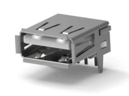 Image principale du produit Embase USB 2.0 Type A Femelle montage traversant coudée horizontale