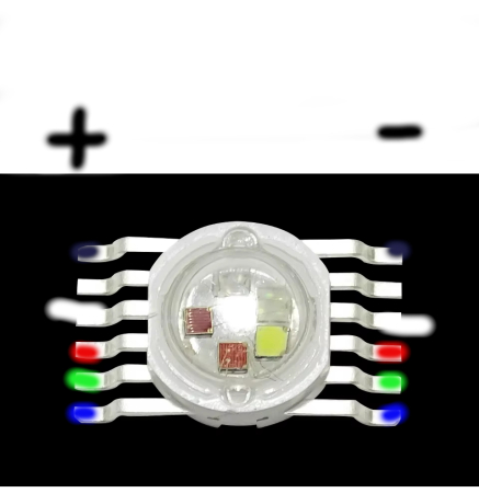Image principale du produit LED RGBW-UV 6 pattes 5 couleurs 5x3W (12w)