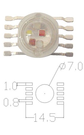 Image principale du produit Led RGBWA à souder en surface 15W