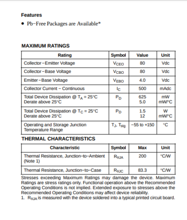 Image nº3 du produit Transistor NPN MPS8099 80V 500mA 1.5W TO-92