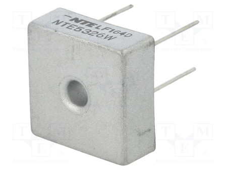 Image principale du produit Pont de diodes NTE5326W 600V 25A à souder sur circuit avec pattes de composants carré THT