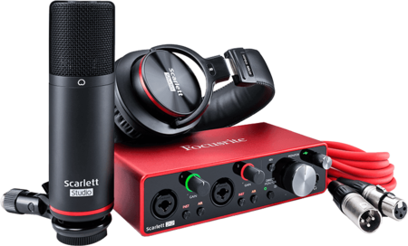 Image principale du produit Pack FocusRite Scarlett3-Studio carte son 2 entrées + micro + casque et câble