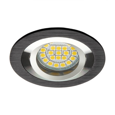 Image principale du produit Plafonnier aluminium brossé noir rond encastré spot orientable sans lampe