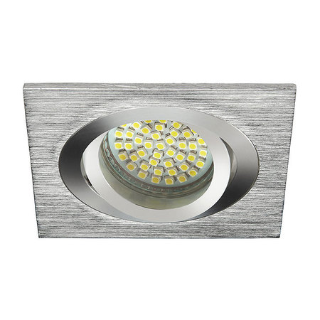 Image principale du produit Plafonnier aluminium brossé chromé  carré encastré spot orientable sans lampe