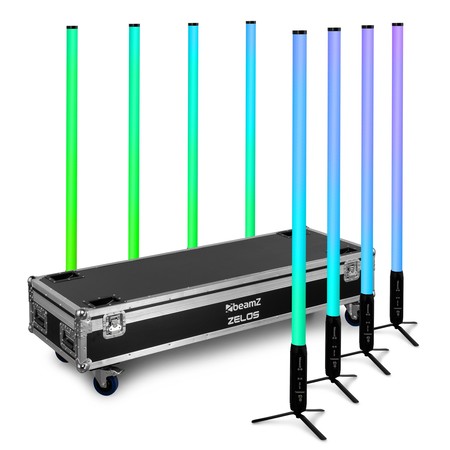 Image secondaire du produit SET ZELOS BeamZ Pro – Pack de 8 Tubes RGBW sur batterie IP65 en flightcase