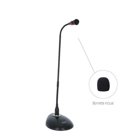 Image principale du produit MCO 125 Power Studio Micro Col de Cygne XLR avec base et bouton poussoir