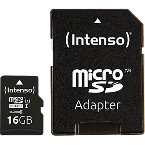 Image principale du produit INTENSO 3424470 - Carte micro SD avec adaptateur 16Gb
