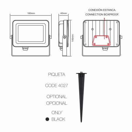 Image secondaire du produit Projecteur Led noir IP65 Beneito Faure SKY 30W blanc chaud 3000K 110°