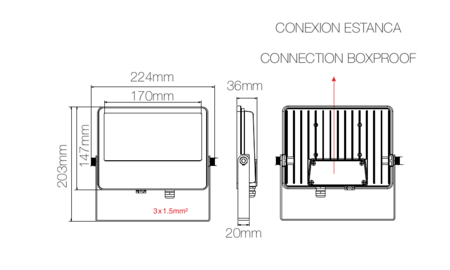 Image nº4 du produit Projecteur Beneito et Faure SKY 40W 4800 lumens avec blanc chaud neutre et froid châssis blanc