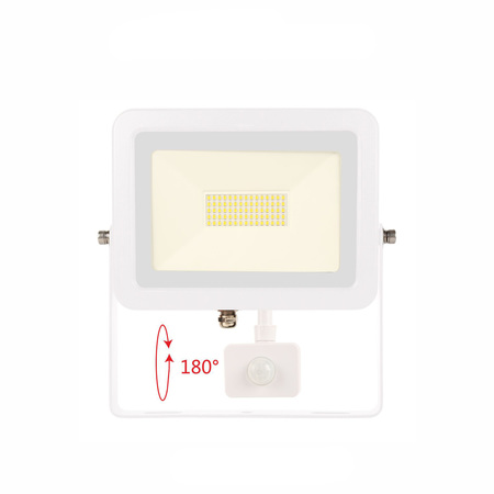 Image principale du produit Projecteur Led étanche blanc avec détecteur de mouvement Beneito et faure SKY 50W blanc neutre 4000K 5250 lumens