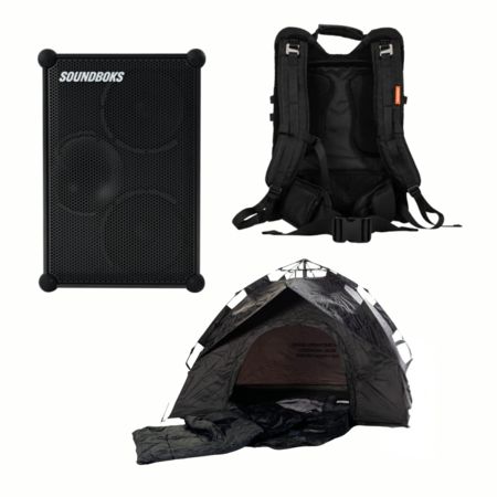 Image principale du produit Pack Soundboks 4 B Enceinte autonome Bluetooth 216W 126dB IP65 noire + Support sac à dos + Kit Festival