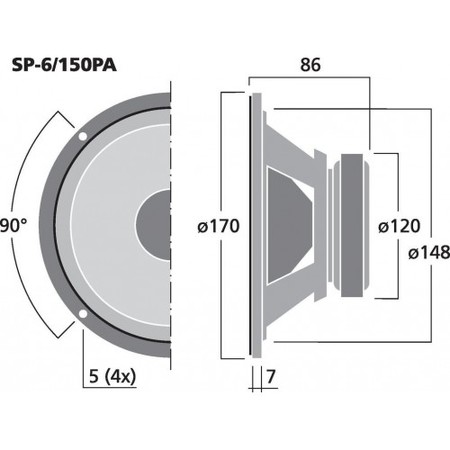Image nº3 du produit Haut-parleur de médium professionnel 6.5 pouces, 150 W RMS, 8 Ohms