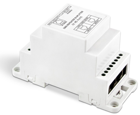 Image principale du produit Splitter DMX pour rail din 1 entrée vers 2 sorties RJ45