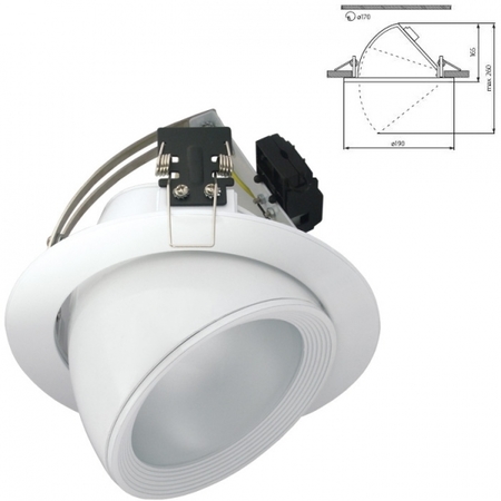 Image principale du produit Downlight aluminium encastré basculant pour iodure G12 blanc