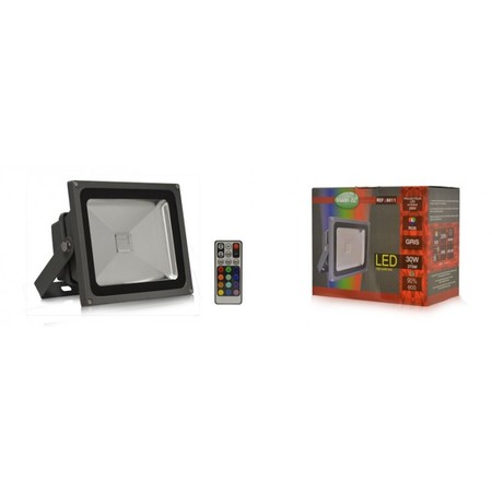 Image principale du produit Projecteur Exterieur Gris RGB Led 30W avec télécommande