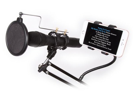 Image secondaire du produit Support micro + smartphone sur doubles bras reglables avec suspension avec filtre et fixation table