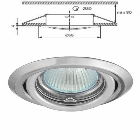 Image principale du produit Plafonnier Chrome encastré spot orientable pour dichroique halogène ou led 50mm