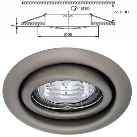 Image principale du produit Plafonnier Chrome mat encastré spot orientable pour dichroique halogène  ou led 50mm